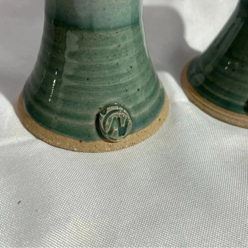 Vintage Handmade Orchid Stoneware Wine Goblet Set of 4 - Picture 4 of 7